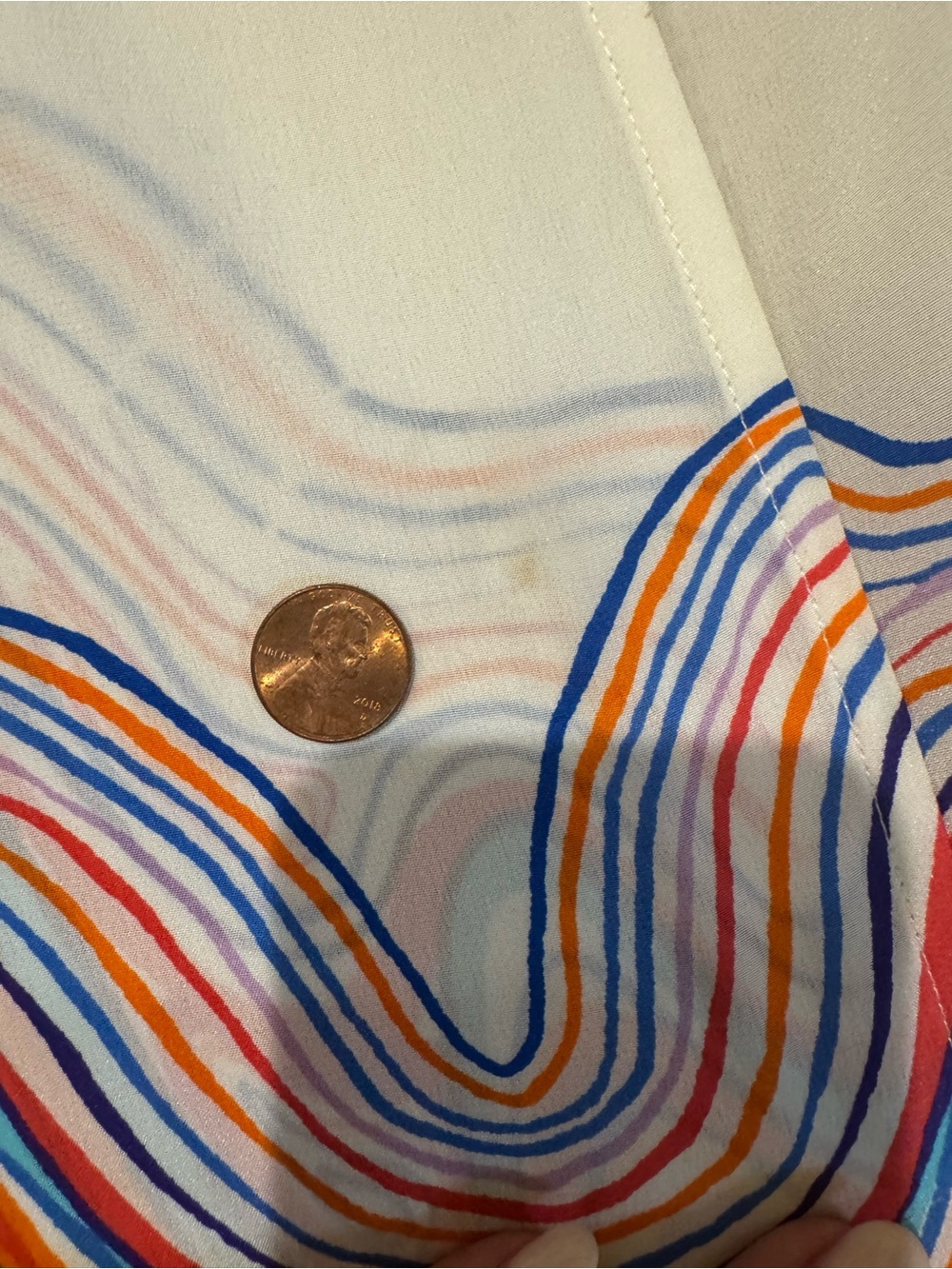 Lilly Pulitzer Cream topper with Multicolor Wave Border - Picture 12 of 12